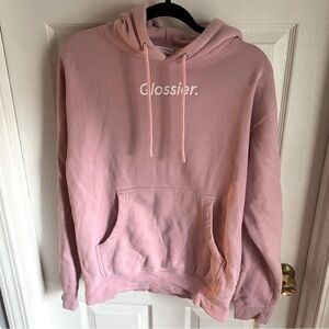 Glossier Pink Logo Hooded Sweatshirt Extra Small